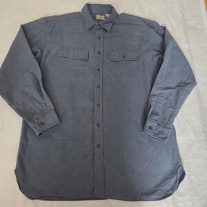 Vintage LL Bean Barn Shirt Men XL TALL Blue  Solid Flannel Button up Chore Work